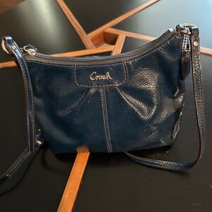 Coach blue patent leather bag